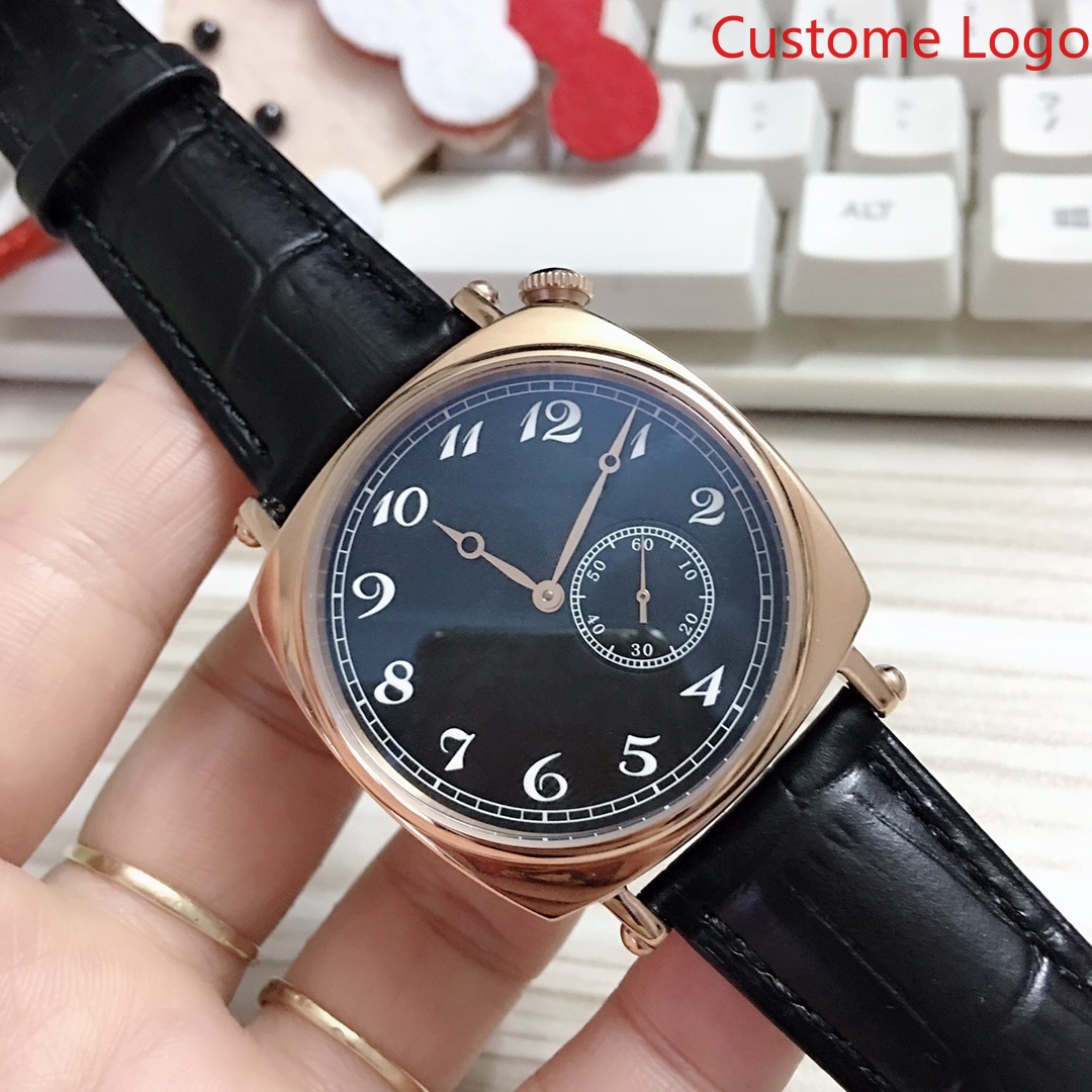 Vintage Collectible Watches - นาฬิกาข้อมือวินเทจแบบไขลาน พร้อมหน้าปัดย่อยแสดงวินาทีขนาดเล็ก มีให้เลือก 5 สี สายหนังแท้