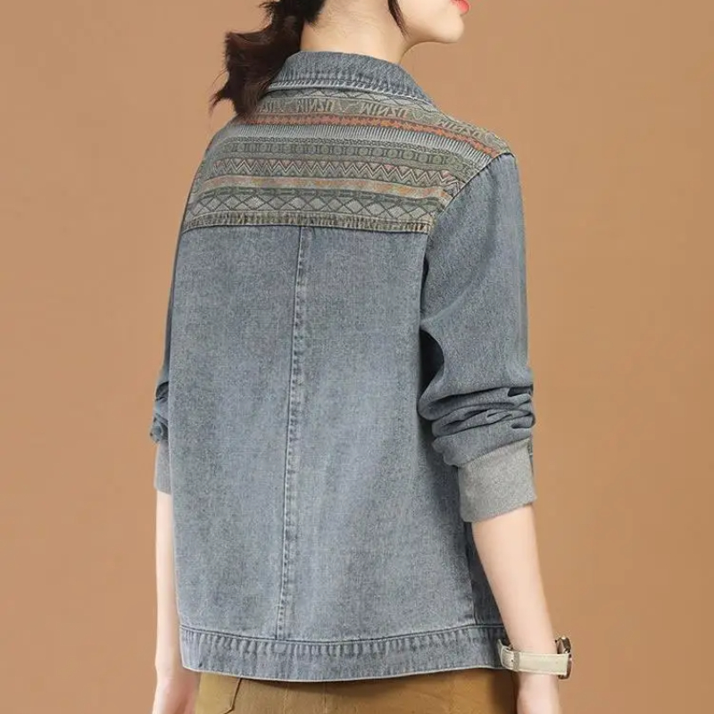 Vintage Collectible Clothing - Patchwork 2025 แฟชั่นผู้หญิงสบายๆ DENIM แจ็คเก็ต Original